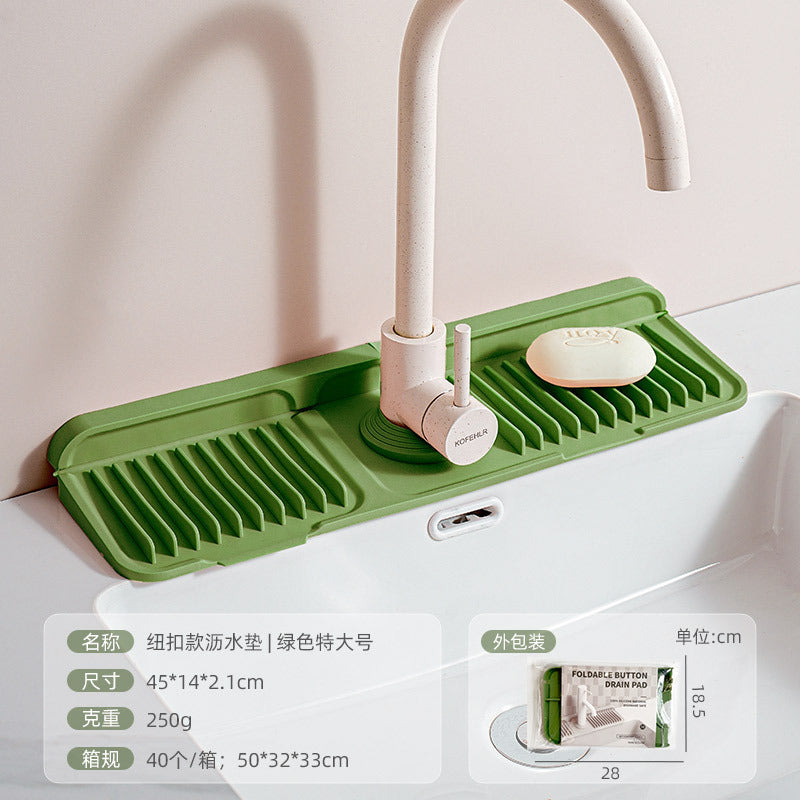 Cross-Border Button Silicone Faucet Drain Pad Kitchen Sink Storage Pad Washbasin Leak-Proof Anti-Slip Pad Wholesale
