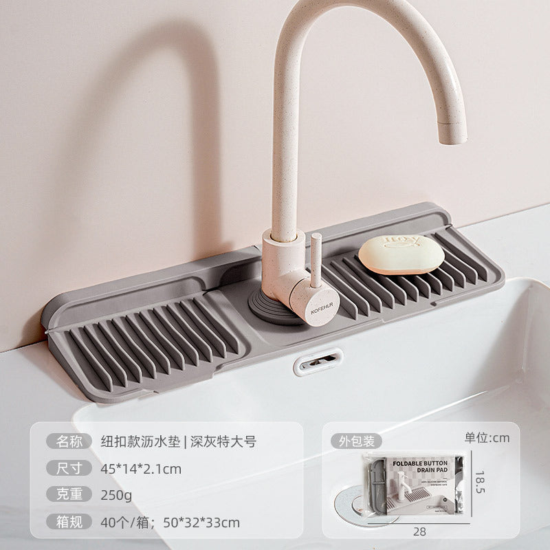 Cross-Border Button Silicone Faucet Drain Pad Kitchen Sink Storage Pad Washbasin Leak-Proof Anti-Slip Pad Wholesale
