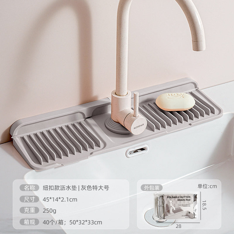 Cross-Border Button Silicone Faucet Drain Pad Kitchen Sink Storage Pad Washbasin Leak-Proof Anti-Slip Pad Wholesale