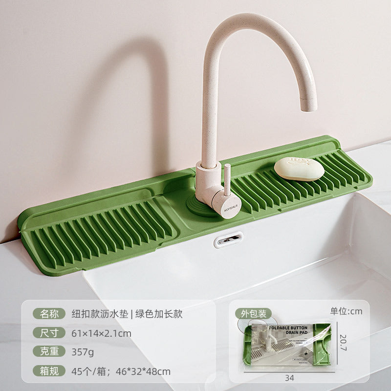 Cross-Border Button Silicone Faucet Drain Pad Kitchen Sink Storage Pad Washbasin Leak-Proof Anti-Slip Pad Wholesale