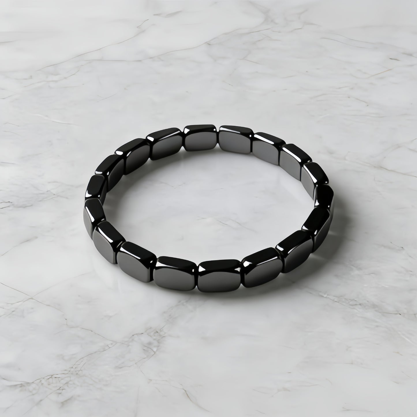 Cross-Border European and American Fashion Hot-Selling Hematite Black Gallstone Elastic Square Beaded Unisex Bracelet Jewelry Wholesale