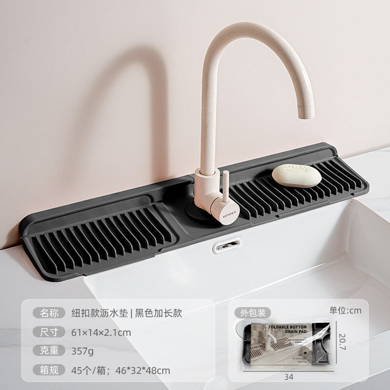 Cross-Border Button Silicone Faucet Drain Pad Kitchen Sink Storage Pad Washbasin Leak-Proof Anti-Slip Pad Wholesale