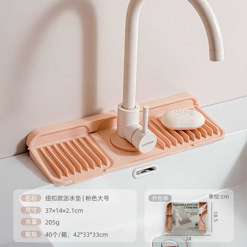 Cross-Border Button Silicone Faucet Drain Pad Kitchen Sink Storage Pad Washbasin Leak-Proof Anti-Slip Pad Wholesale