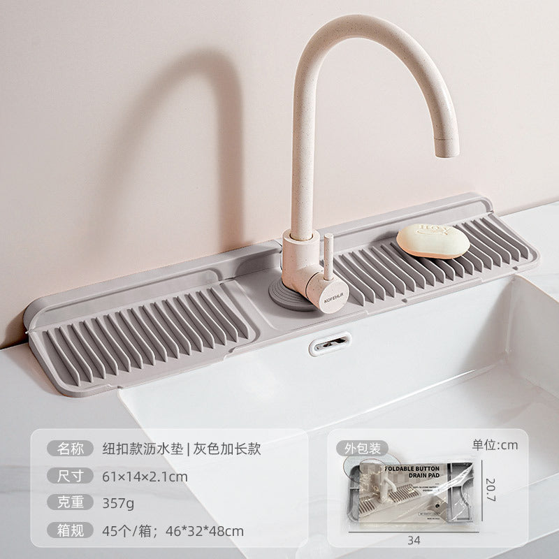 Cross-Border Button Silicone Faucet Drain Pad Kitchen Sink Storage Pad Washbasin Leak-Proof Anti-Slip Pad Wholesale