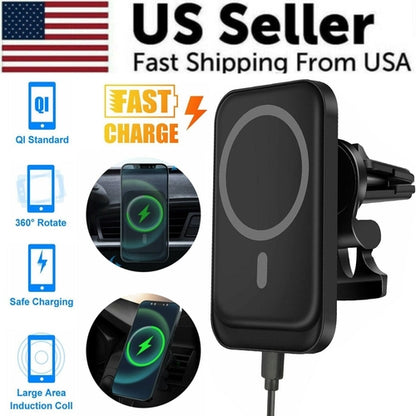 Magnetic Wireless Charger Car Mount Holder For 12 13 14 Pro Max